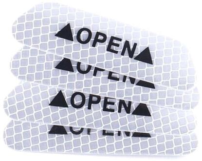 4 Stuks Universele Reflecterende Auto Voertuig Open Deur Veiligheid Mark Waarschuwing Decals Sticker Decor Auto-accessoires Levert Producten wit