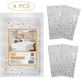 4 Stuks Van Stamping Zilveren Vijfpuntige Ster Disposabletablecloth Verjaardagsfeestje Tafelkleed Bruiloft Decoratie heet zilver-4stk