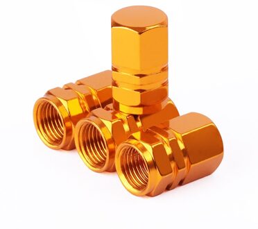 4 Stuks Ventieldopjes Aluminium Auto Tire Ventiel Covers Voor Motorfietsen Vrachtwagens Fietsen Schrader Ventieldopjes Fiets Accessoires goud