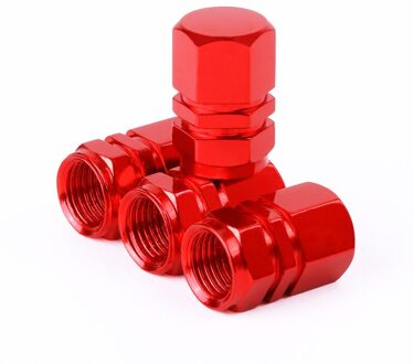 4 Stuks Ventieldopjes Aluminium Auto Tire Ventiel Covers Voor Motorfietsen Vrachtwagens Fietsen Schrader Ventieldopjes Fiets Accessoires rood