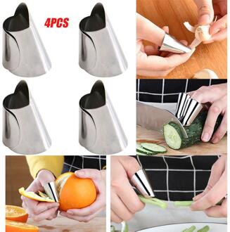 4 Stuks Verstelbare Hand Guard Finger Protector Rvs Nail Cover Finger Guard Voorkomen Kwetsen Veilig Keuken Tool