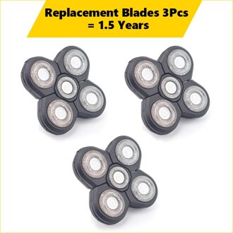 4 Stuks Vervanging Scheerapparaat Hoofd Elektrische Scheerapparaat 5D Onafhankelijk 5 Cutter Drijvende Hoofd Waterdicht Roestvrij Staal Scheermesje 3 stk