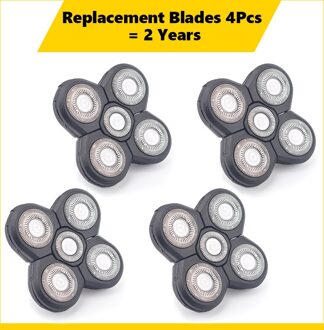 4 Stuks Vervanging Scheerapparaat Hoofd Elektrische Scheerapparaat 5D Onafhankelijk 5 Cutter Drijvende Hoofd Waterdicht Roestvrij Staal Scheermesje 4 stk