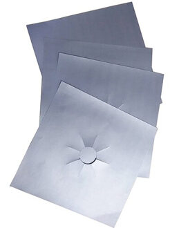 4 Stuks Verwijderbare Makkelijk Schoon Vierkante Folie Gaskookplaat Liner Herbruikbare Makkelijk Schoon Bescherming Pad Zilver