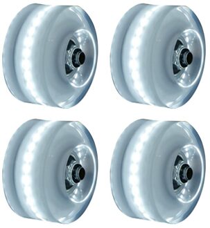 4 Stuks Voor Volwassenen Kids Sliding Accessoires Dubbele Rij Roller Skate Wielen Met Bankroll Lagers Schaatsen Transparante Pu Licht Up wit