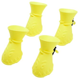 4 Stuks Waterdichte Siliconen Hond Schoenen Anti-Slip Huisdieren Laarzen Leuke Slijtvaste Kat Honden Regen Schoenen Huisdier levert 03