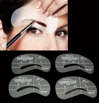 4 Stuks Wenkbrauw Stencil Set Grooming Gereedschap Tekening Kaart Voor Onstuimige Wenkbrauwen Ceja Quebrada Onstuimige Brwi