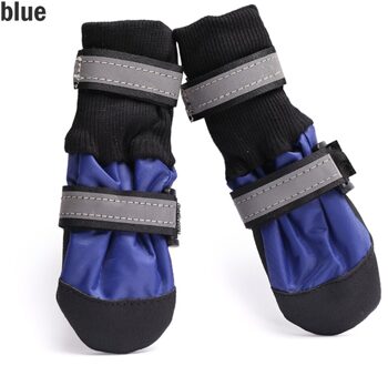 4 Stuks Winter Hond Schoenen Outdoor Waterdicht Anti-Slip Pet Laarzen Poot Protector Reflecterende Voor Medium Grote Honden labrador Husky blauw / S