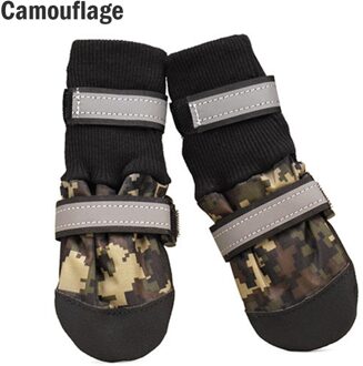 4 Stuks Winter Hond Schoenen Outdoor Waterdicht Anti-Slip Pet Laarzen Poot Protector Reflecterende Voor Medium Grote Honden labrador Husky camouflage / L