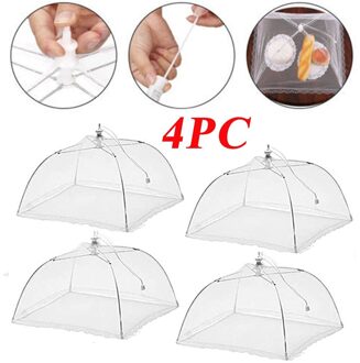 4 Stuks Wit Fly-Proof Netto Cover Voedsel Bedekt Tent Paraplu Pop-Up Scherm Te Beschermen Picknick Barbecue Anti mosquito Fly Slip Netto