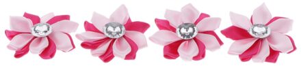 4 Stuks Zijde Satijn Diamante Bloemen Voor Kaart Maken, Haar Accessoire Diy Ambachten roos rood en wit