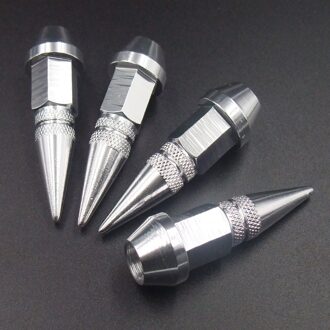 4 Stuks Zilver 45Mm Universele Spiked Auto Wiel Ventieldopjes Air Stem Dust Caps Cover Truck Auto Voertuig Motorfiets fiets Accessoire