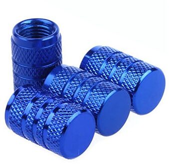 4 Stuks Zilveren Auto Tire Klepstelen Cap Opruwen Stijl Tire Valve Cap Aluminium Tire Wheel Stem Air Valve Cap voor Ons Schrader Blauw