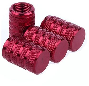 4 Stuks Zilveren Auto Tire Klepstelen Cap Opruwen Stijl Tire Valve Cap Aluminium Tire Wheel Stem Air Valve Cap voor Ons Schrader Rood