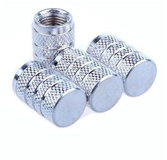 4 Stuks Zilveren Auto Tire Klepstelen Cap Opruwen Stijl Tire Valve Cap Aluminium Tire Wheel Stem Air Valve Cap voor Ons Schrader