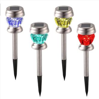 4 Stuks Zonne-energie Ground Light Waterdicht Tuin Pathway Verlichting Kleur Veranderende Solar Led Lamp Voor Huis Yard Oprit gazon Road