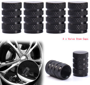 4 Stuks Zwart Duurzaam Aluminium Stofkap Wiel Band Band Velg Ventieldopjes Vervanging Voor Auto Vrachtwagen Auto onderdelen
