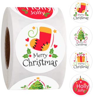 4 Style Merry Christmas Stickers 1 Inch Christmas 'Socks,Gift,Holly Jolly' Stickers For Handmade Sticker Card Box Package Labels
