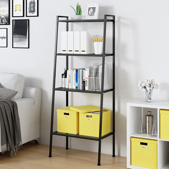 4-Tier Durable Bookcase Bookshelf Leaning Wall Shelf Shelving Ladder For Kids Home Decoration