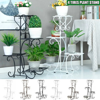 4 Tier Metal Adjustable Plant Stand & Flower Pot Holder Display Home Decor Garden Indoor Outdoor Balcony Flower Storage Rack