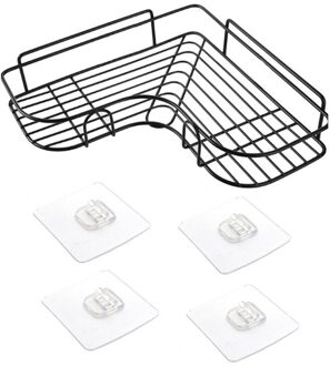 4 Transparante Stickers Badkamer Punch-Gratis Hoek Rek Wc Gebruiksvoorwerpen Ijzeren Opbergrek Keuken Statief Badkamer Hoek Rack zwart