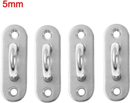 4 U Vorm Wall Mount Haken Rvs Plafond Gespen Schroef Oog Plaat Montage Sluitingen Langwerpige Tas Haken Meubels Vangst hasp zilver 5MM-304