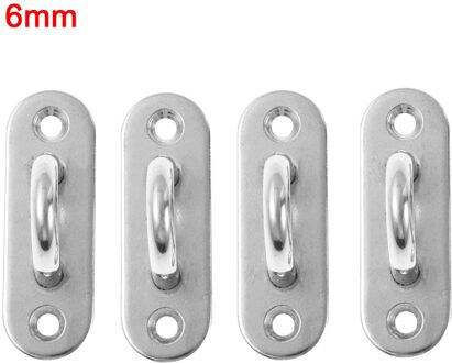 4 U Vorm Wall Mount Haken Rvs Plafond Gespen Schroef Oog Plaat Montage Sluitingen Langwerpige Tas Haken Meubels Vangst hasp zilver 6MM-304