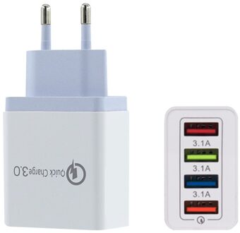 4 Usb Multi-Port Lader Snel Opladen Snelle Opladen Muur Adapter Voor Iphone Xiaomi Samsung Mobiele Telefoon Oplader Hoofd eu Plug grijs