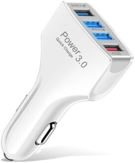4 Usb Snelle Autolader Universele Mobiele Telefoon Auto-Oplader Quick Charge 3.0 Voor Xiaomi Samsung S8 Iphone 12 pro 11 Max Xr Tablet wit