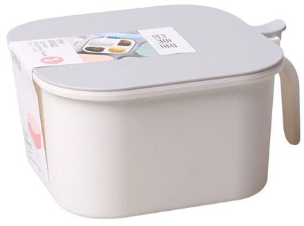 4 Verdeeld Rooster Kruiden Doos Keuken Kruiden Doos Met Handvat Kruiden Pot Peper Doos Draagbare Spice Doos Keuken Koken Gereedschap wit grijs