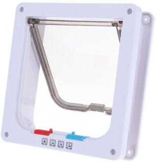 4 Way Afsluitbare Hond Kat Beveiliging Flap Deur Kitten Puppy Pet Plastic Gate Deur Dierbenodigdheden 3 Maten Hond Beveiliging hek Huisdier Tool wit / S