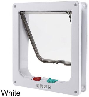 4 Way Afsluitbare Hond Kat Deur Kitten Beveiliging Flap Deur Puppy Plastic Gate Abs Plastic S/L Dier Kleine pet Supplies Producten wit / L