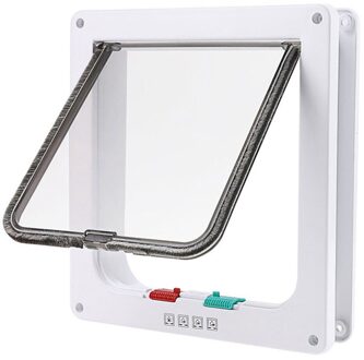 4 Way Afsluitbare Hond Kat Kitten Deur Beveiliging Flap Deur ABS Plastic S/M/L Dier Kleine Huisdier kat Hond Poort Deur Kit Dierbenodigdheden wit / M
