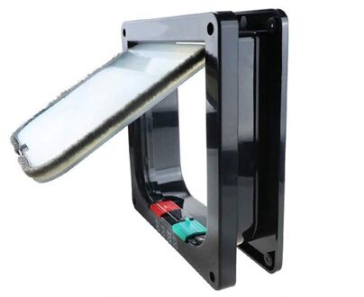 4 Way Afsluitbare Hond Kat Kitten Deur Beveiliging Flap Deur ABS Plastic S/M/L Dier Kleine Huisdier kat Hond Poort Deur Kit Dierbenodigdheden zwart / XL