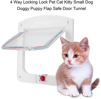 4 Way Afsluitbare Honden Kat Beveiliging Flap Deur Voor Kitten Puppy Huisdieren Abs Plastic Dier Kleine Kat Hond Poort deur Kit Dierbenodigdheden