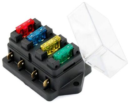 4 Way Blade Fuse Box Holder Voor Auto Boot Marine Trike 12V 24V Auto Zekeringen