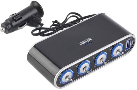 4 Way Multi Socket Autolader Voertuig Auto Sigarettenaansteker Splitter & Dual Usb-poorten Plug Adapter 12V 24V