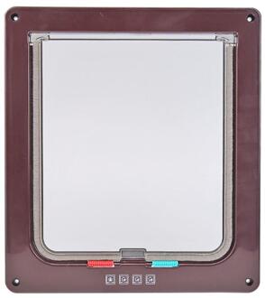 4 Way Pet Deuren Afsluitbare Hond Kat Beveiliging Flap Deur Kitten Puppy Huisdieren Plastic Gate Flap Deur Huisdier kitten Deur bruin XL