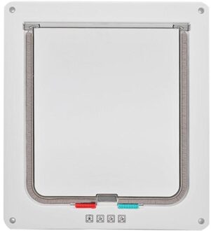 4 Way Pet Deuren Afsluitbare Hond Kat Beveiliging Flap Deur Kitten Puppy Huisdieren Plastic Gate Flap Deur Huisdier kitten Deur wit XL