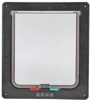 4 Way Pet Deuren Afsluitbare Hond Kat Beveiliging Flap Deur Kitten Puppy Huisdieren Plastic Gate Flap Deur Huisdier kitten Deur zwart L