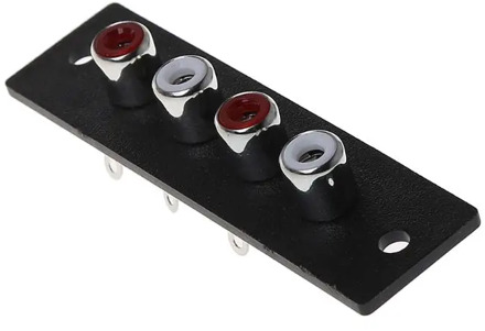 4 Way RCA Terminal Wall Panel Plate Input Phono Chassis Female Socket Audio Connector