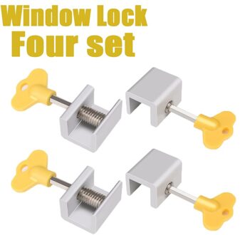 4 X Sliding Sash Stopper Venster Handvat Slot Limiter Security Window Lock Vertaling Screen Lock Kind Venster Veiligheidsslot