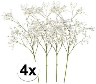 4 X Witte Gipskruid Steelbloem 65 Cm - Kunstbloemen