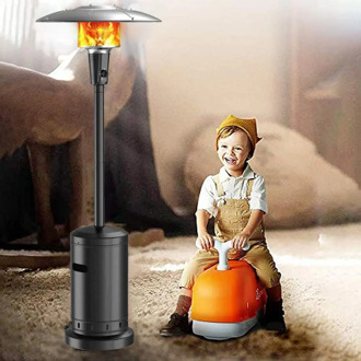 40,000 BTUs Large Outdoor Patio Heater Powder Coat Freestanding Umbrella Air Warmer Brown Silver for mas Christmas Party Garden