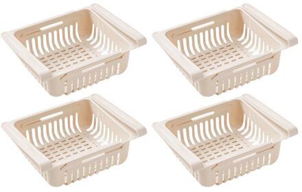 40 #4 Stuks Pull-Out Koelkast Opbergdoos Houder Voedsel Organizer Lade Plank Juiste Keuken Gereedschap Home Organisatie dozen Beige