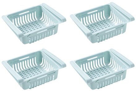 40 #4 Stuks Pull-Out Koelkast Opbergdoos Houder Voedsel Organizer Lade Plank Juiste Keuken Gereedschap Home Organisatie dozen blauw