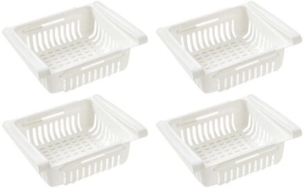 40 #4 Stuks Pull-Out Koelkast Opbergdoos Houder Voedsel Organizer Lade Plank Juiste Keuken Gereedschap Home Organisatie dozen wit