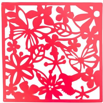 40*40Cm Hollow Opknoping Scherm Scheidingswand Thuis Decoratie Muurstickers Gordijn Hollow-Out Vlinder Bloem Partitie rood