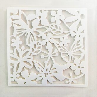 40*40Cm Hollow Opknoping Scherm Scheidingswand Thuis Decoratie Muurstickers Gordijn Hollow-Out Vlinder Bloem Partitie wit