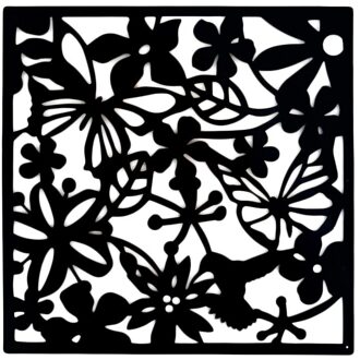 40*40Cm Hollow Opknoping Scherm Scheidingswand Thuis Decoratie Muurstickers Gordijn Hollow-Out Vlinder Bloem Partitie zwart